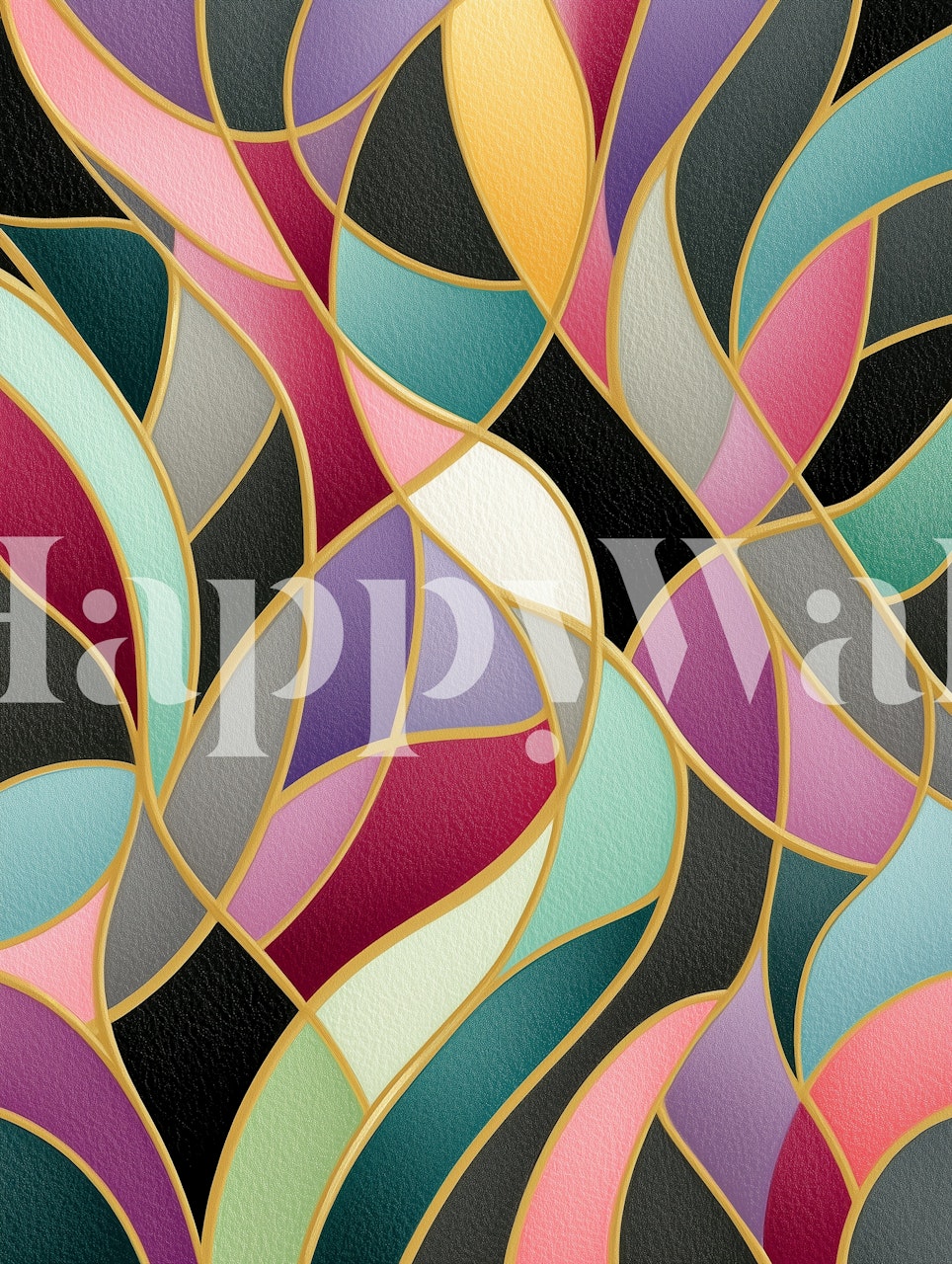 Vibrant Curved Mosaic ταπετσαρία σε ένα δωμάτιο