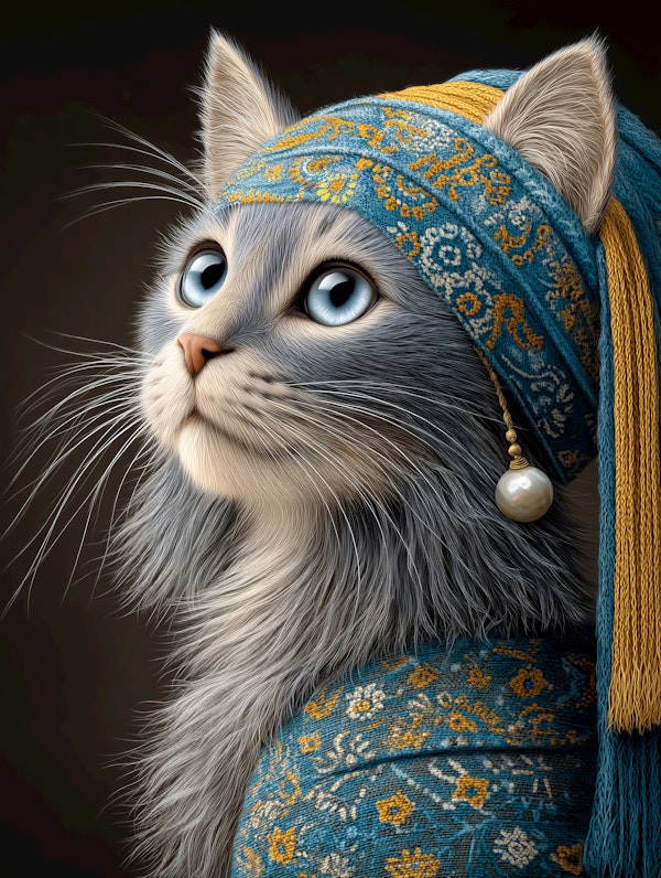 Blue-Eyed Cat with Pearl