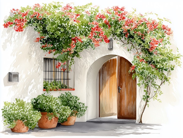 Mediterranean Floral Entryway