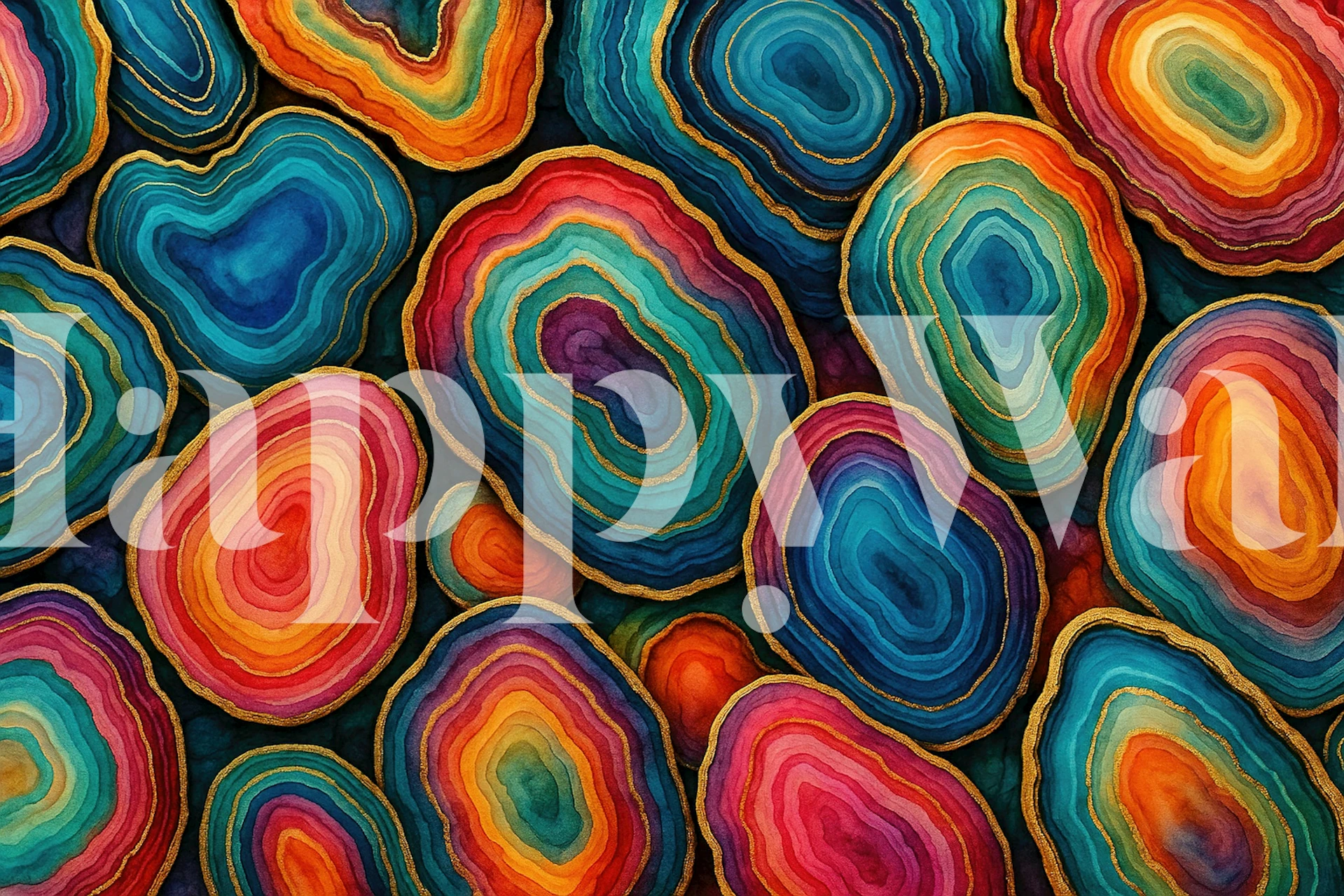 Chromatic Agates wallpaper displayed in a room