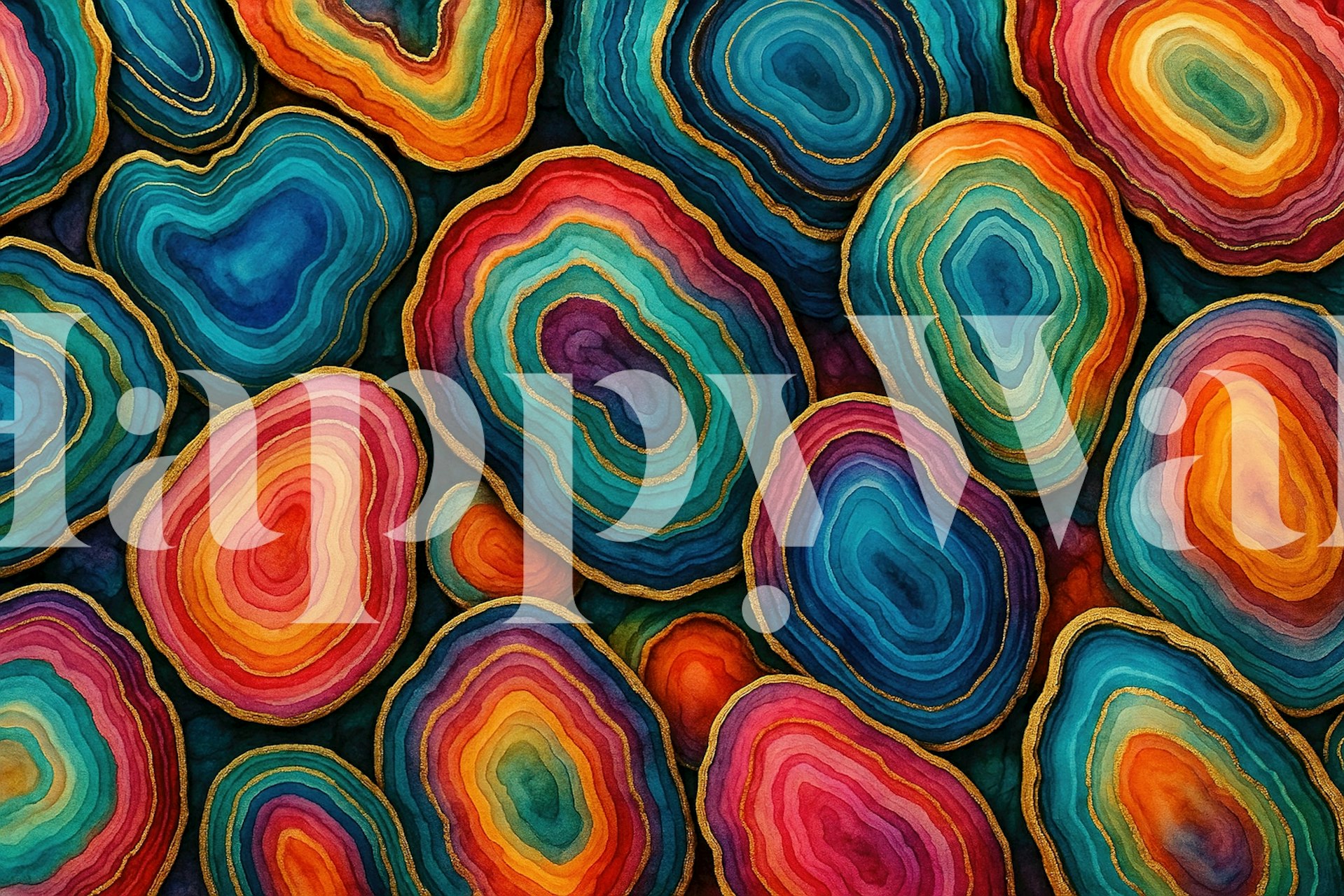 Chromatic Agates wallpaper displayed in a room