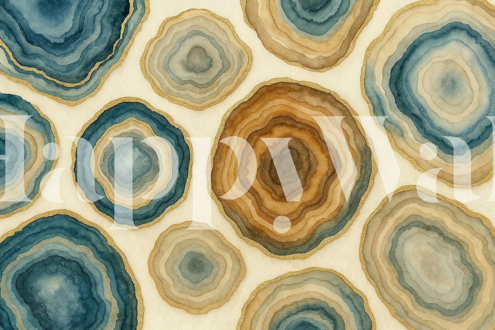Design de papel de parede Geode Elegance em um quarto