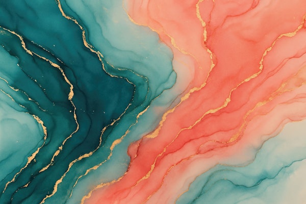 Turquoise Coral Art Waves