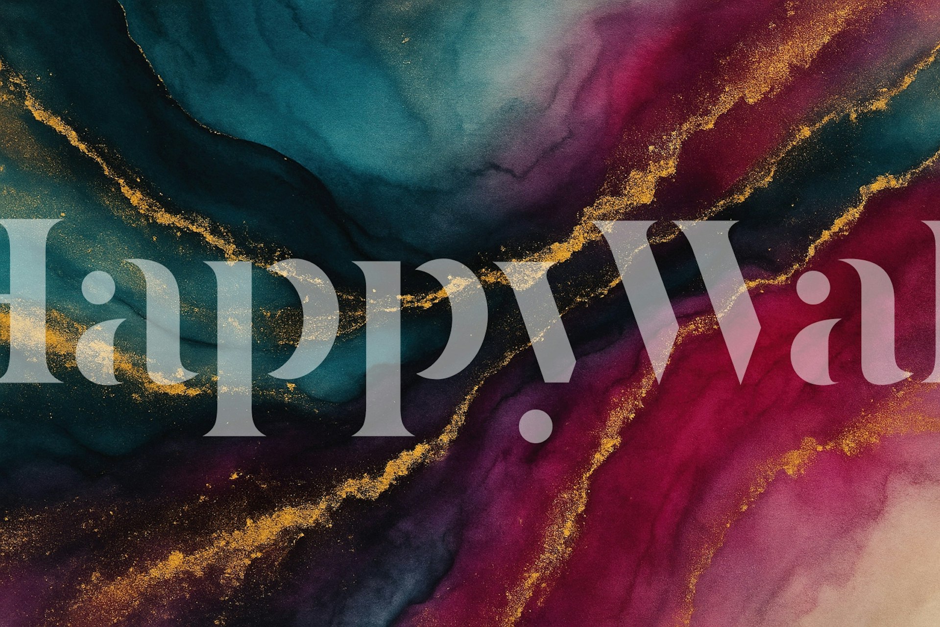 Vibrant magenta and blue abstract swirls with gold accents wallpaper