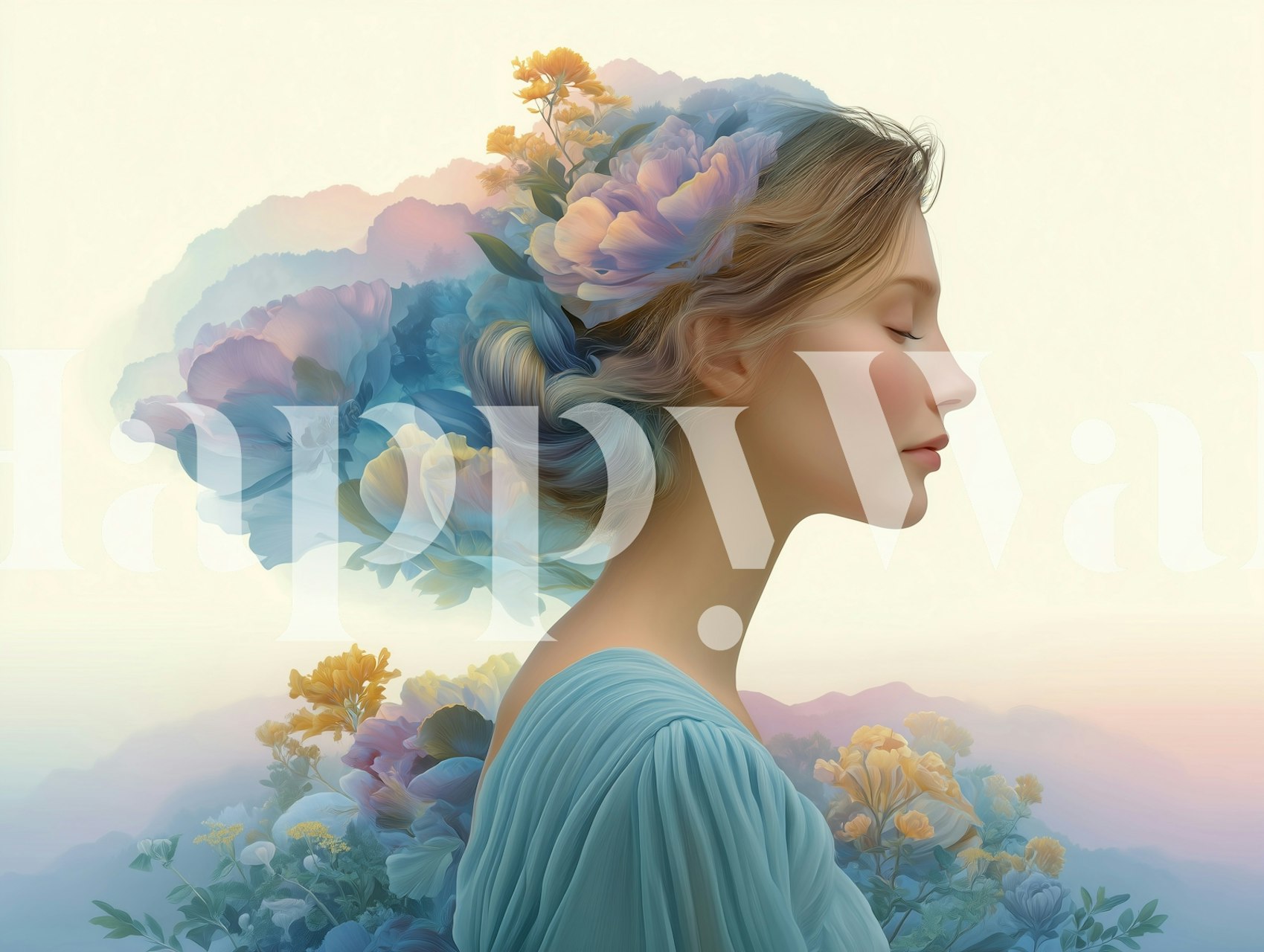 Floral wallpaper design in a room