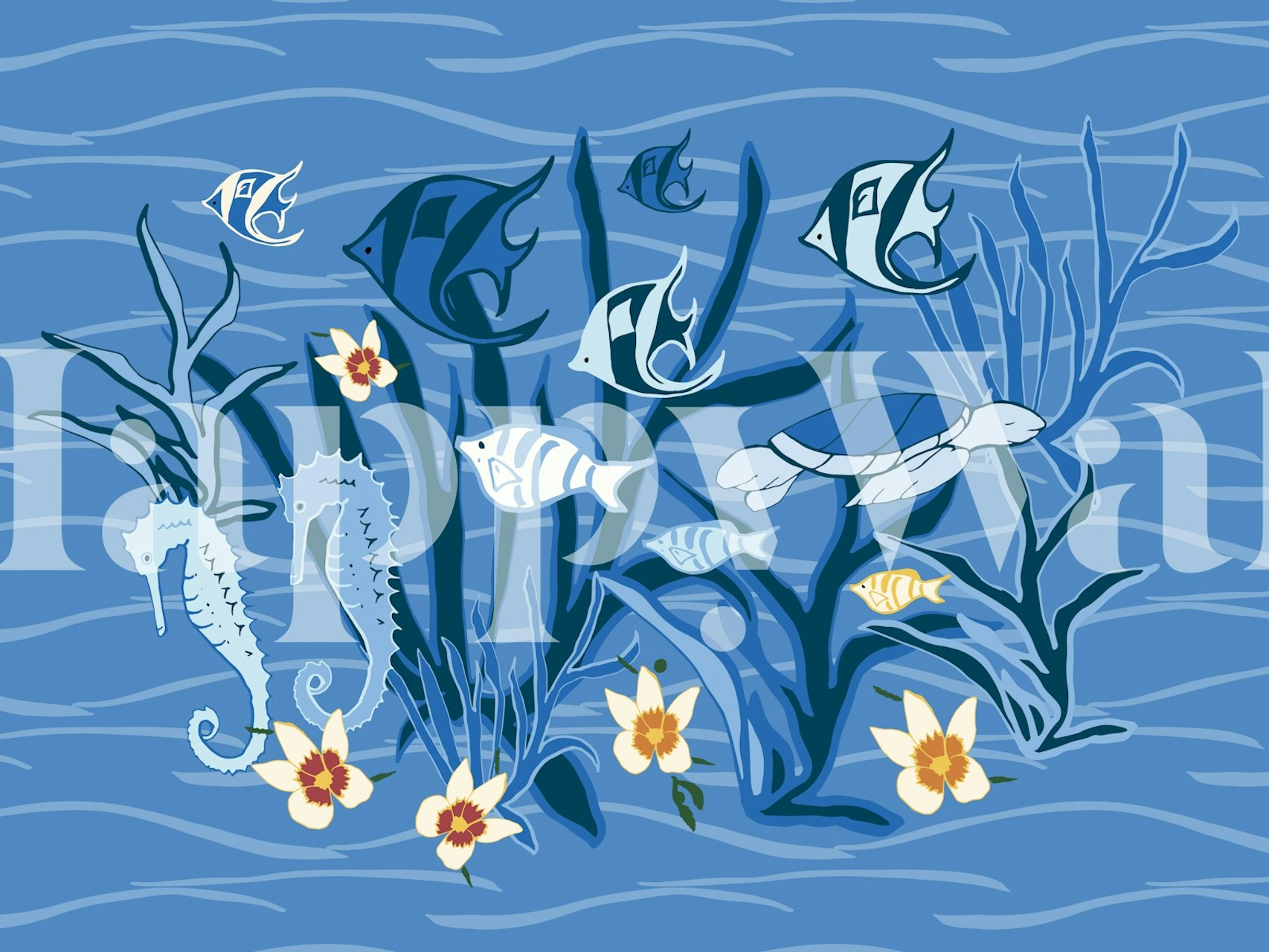 Beneath the Sea wallpaper design in a room