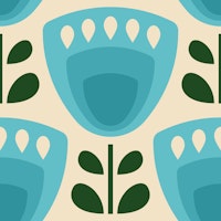 Mid-Century Tulips in Blue - S wallpaper