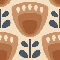 Mid-Century Tulips in Brown - S wallpaper