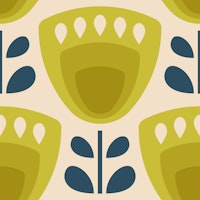 Mid-Century Tulips in Green - L wallpaper