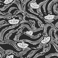Paper Boats on Waves Black and White tapeta