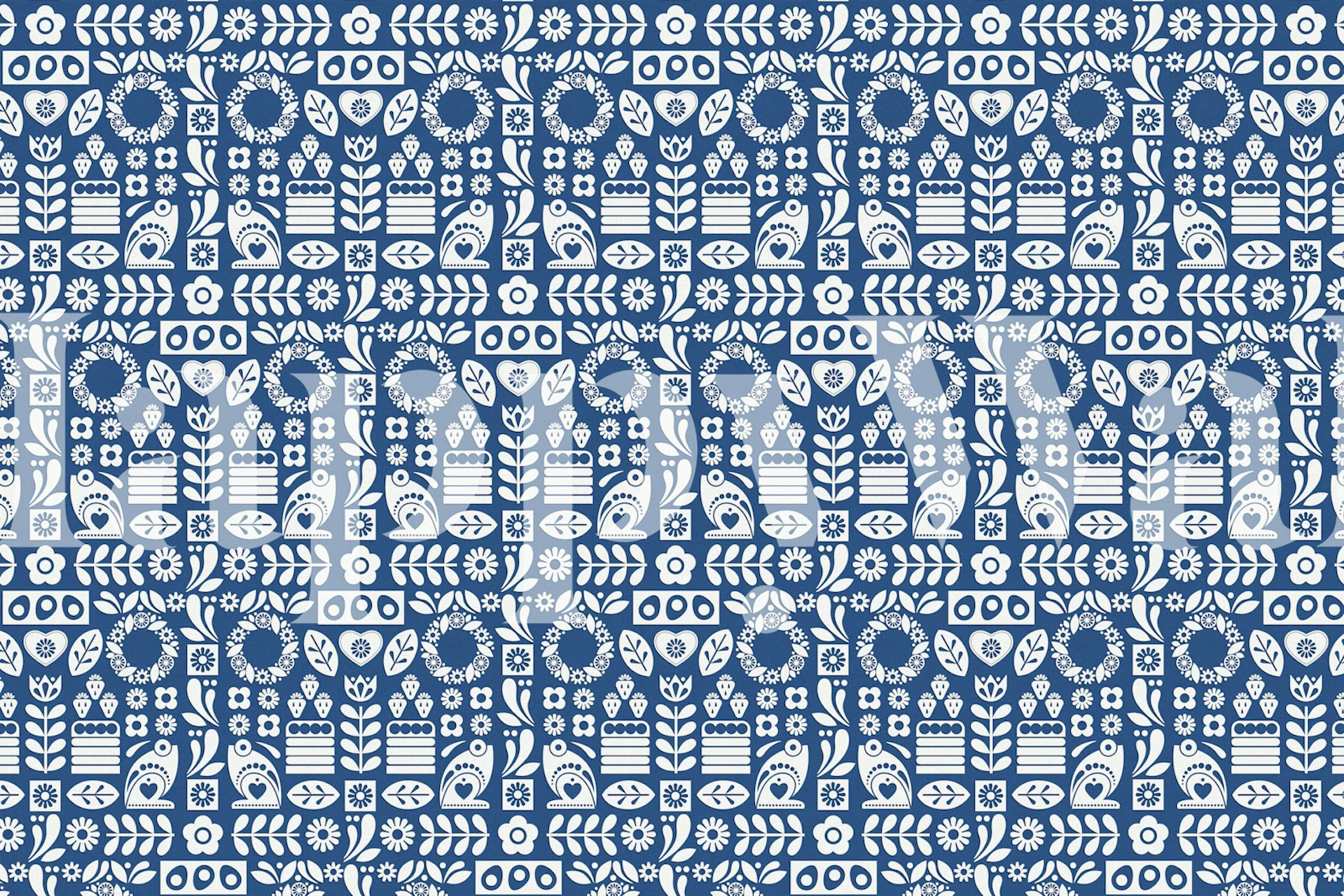 Design della carta da parati Scandi Midsommar Blue in una stanza