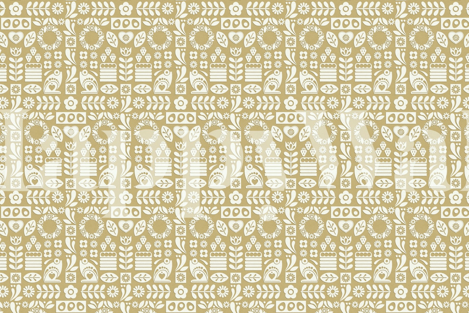 Tan floral patterns with white motifs wallpaper