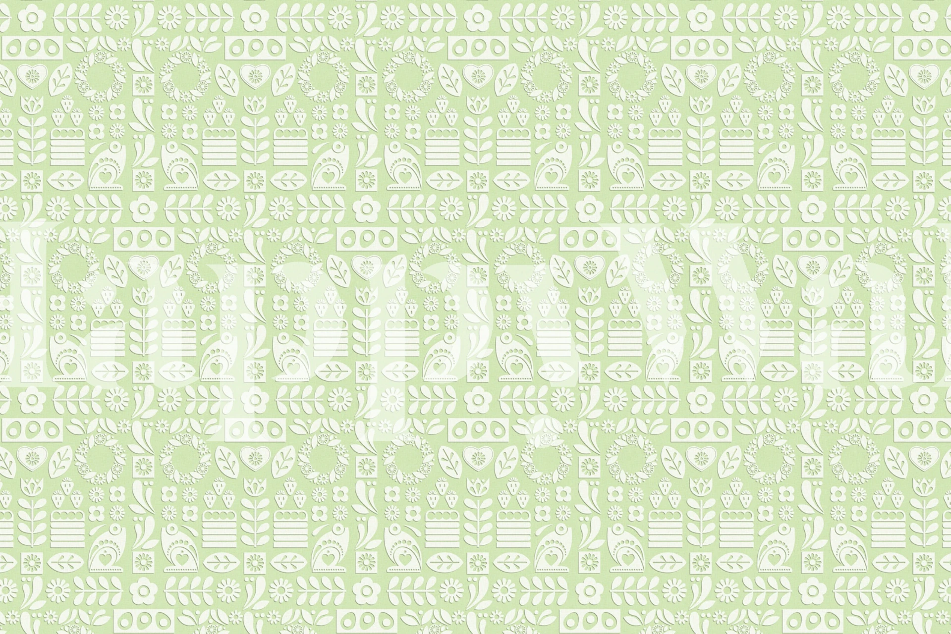 Scandi Midsommar Lime Cream Green tapet i et rum