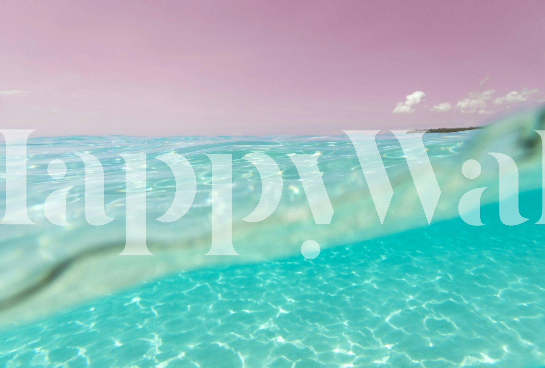 Turquoise water with pink sky wallpaper