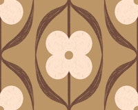 Small Tan Brown Retro Flowers Vintage Floral tapete