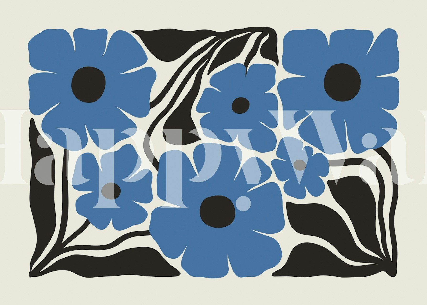 Σχέδιο ταπετσαρίας Modern Blue Blooms