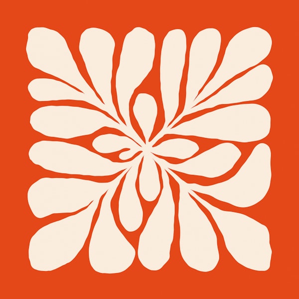 Vibrant Leaf Burst - Red and Ivory