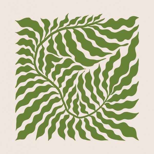 Lush Leafy Design - Ivory and Green