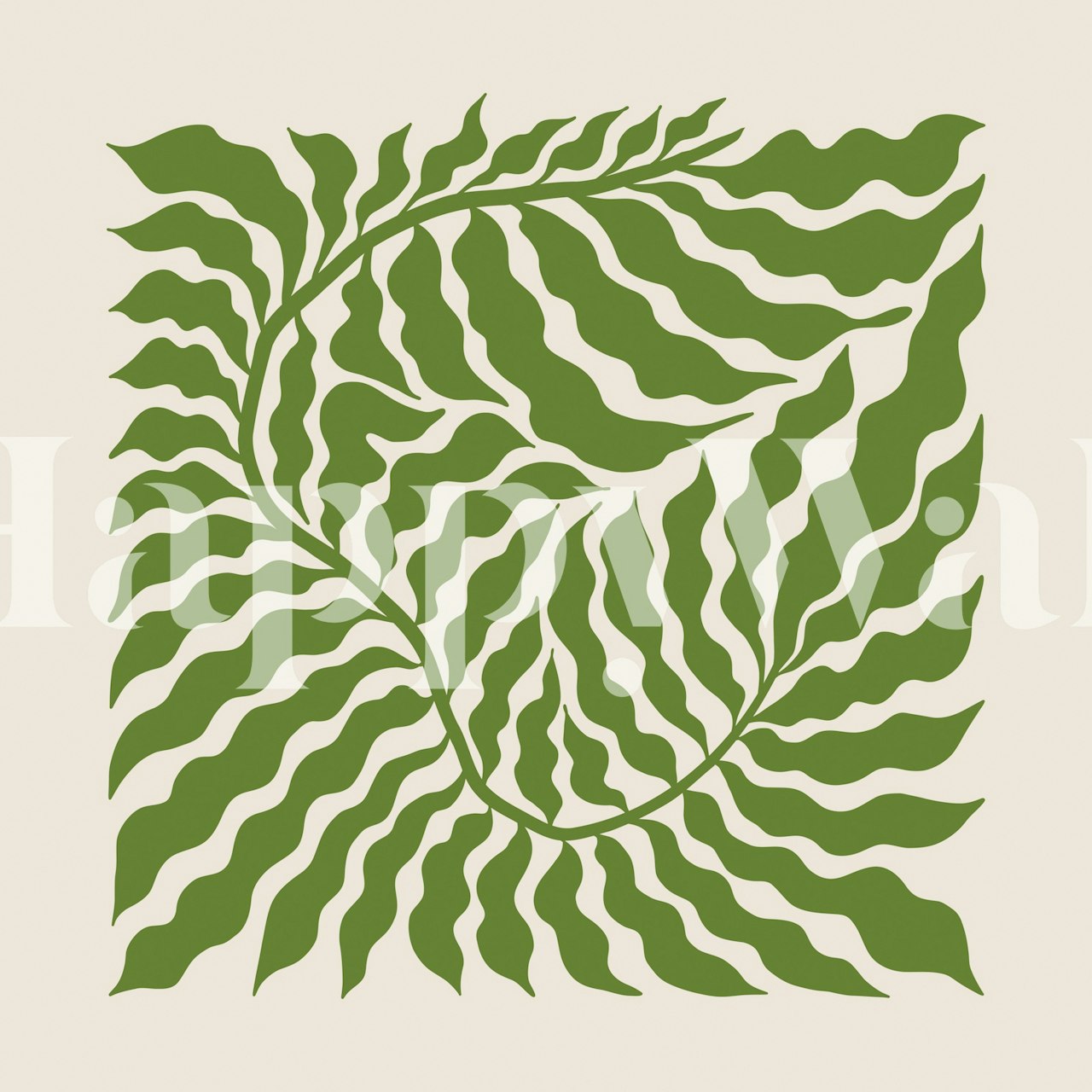 Lush Leafy Design - Ivory and Green design tapety v místnosti