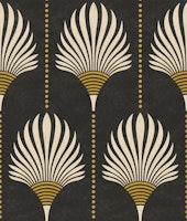 art deco palms - black and white - golden tapete