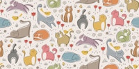 doodle cats garden - colorful wallpaper