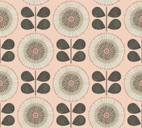 mid century flowers - dusty pink beige black ταπετσαρία