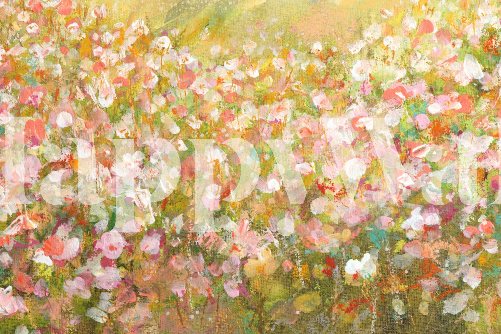 Colorful floral abstract wallpaper in a room