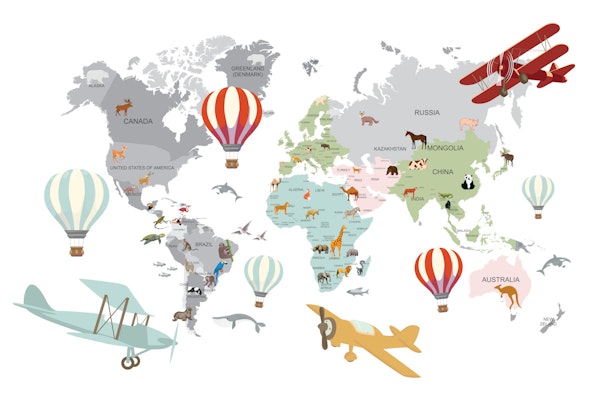 Whimsical World Map Decor