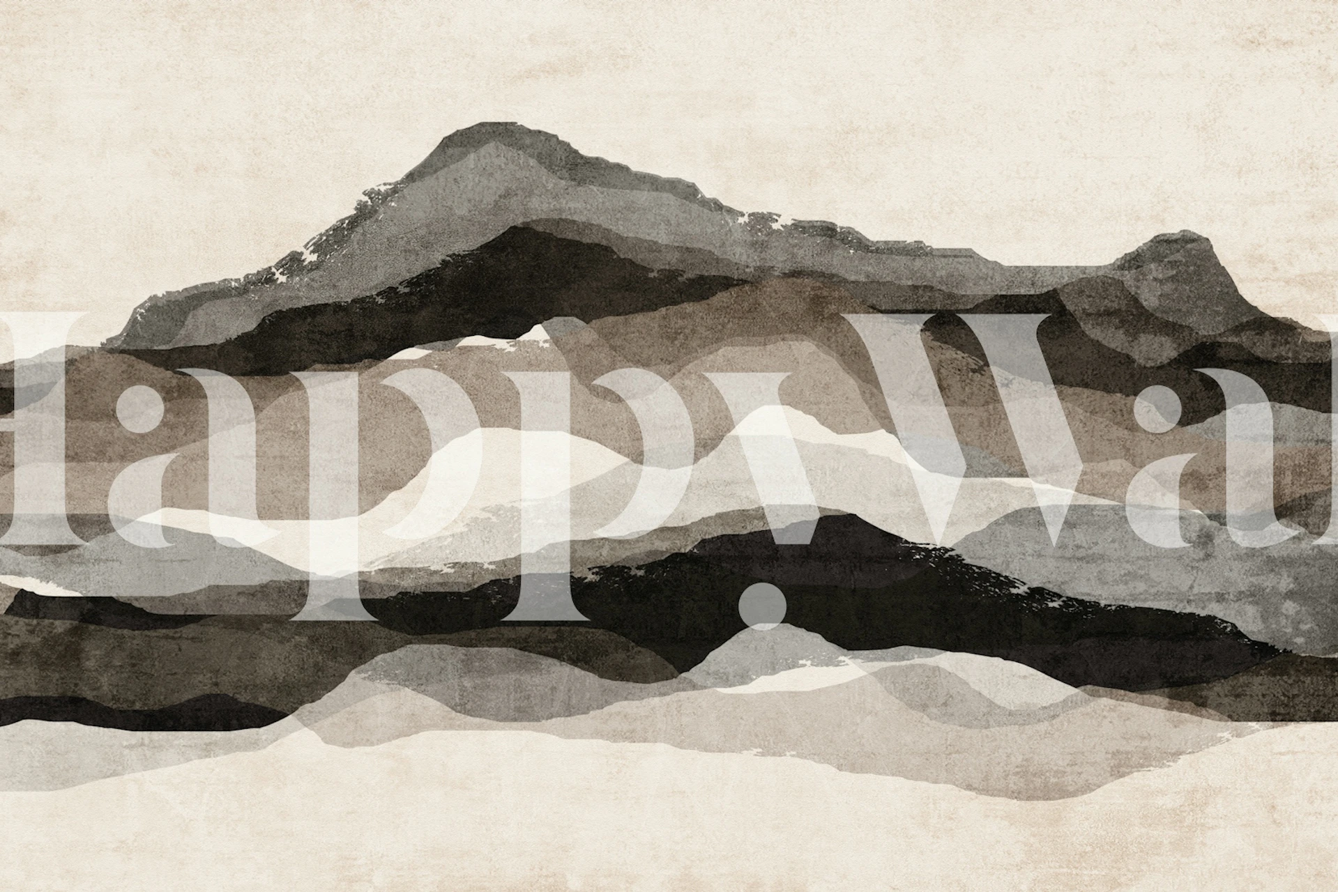 Abstract textured mountain pattern in black and white wallpaper
