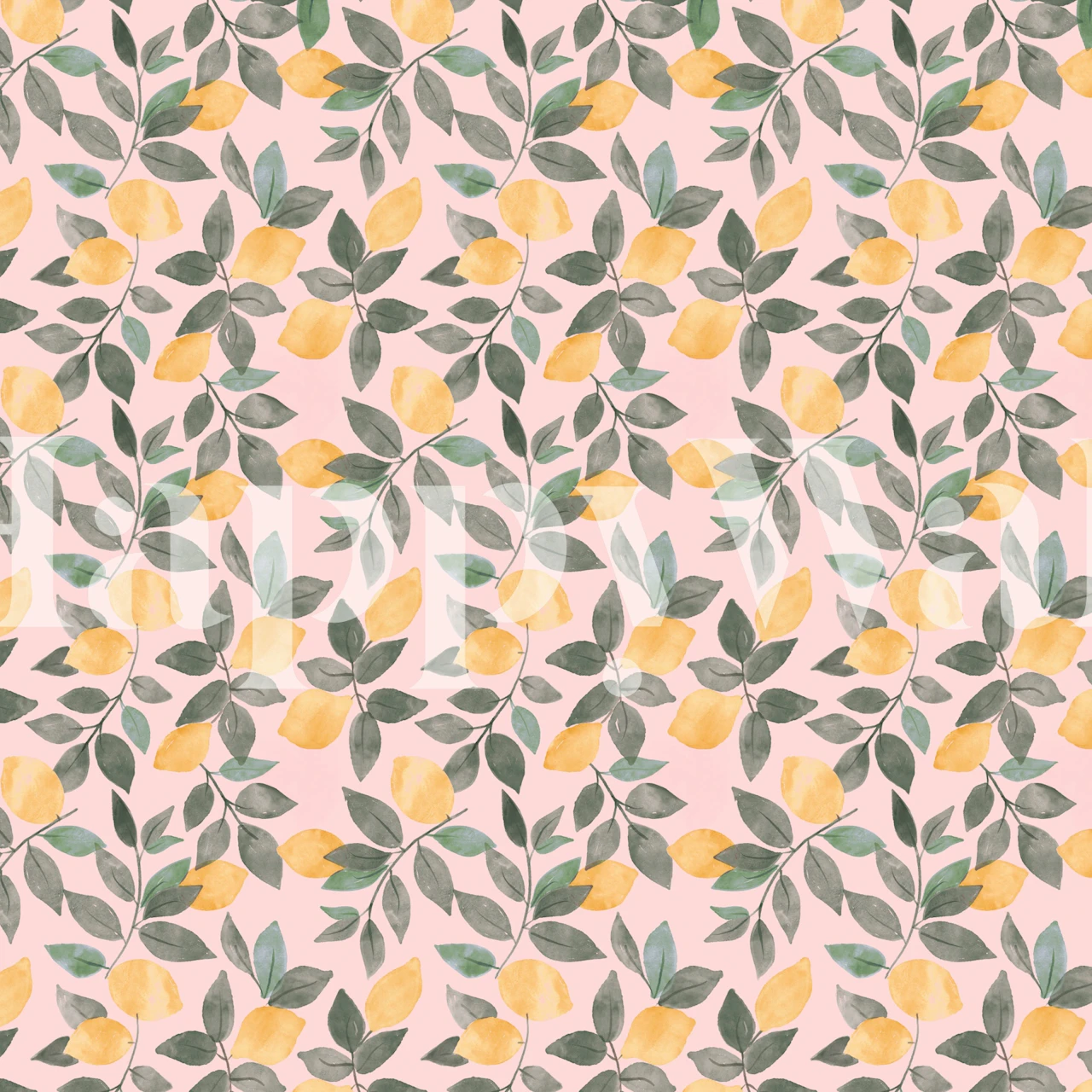 Watercolor Lemon Grove-tapet i et rum