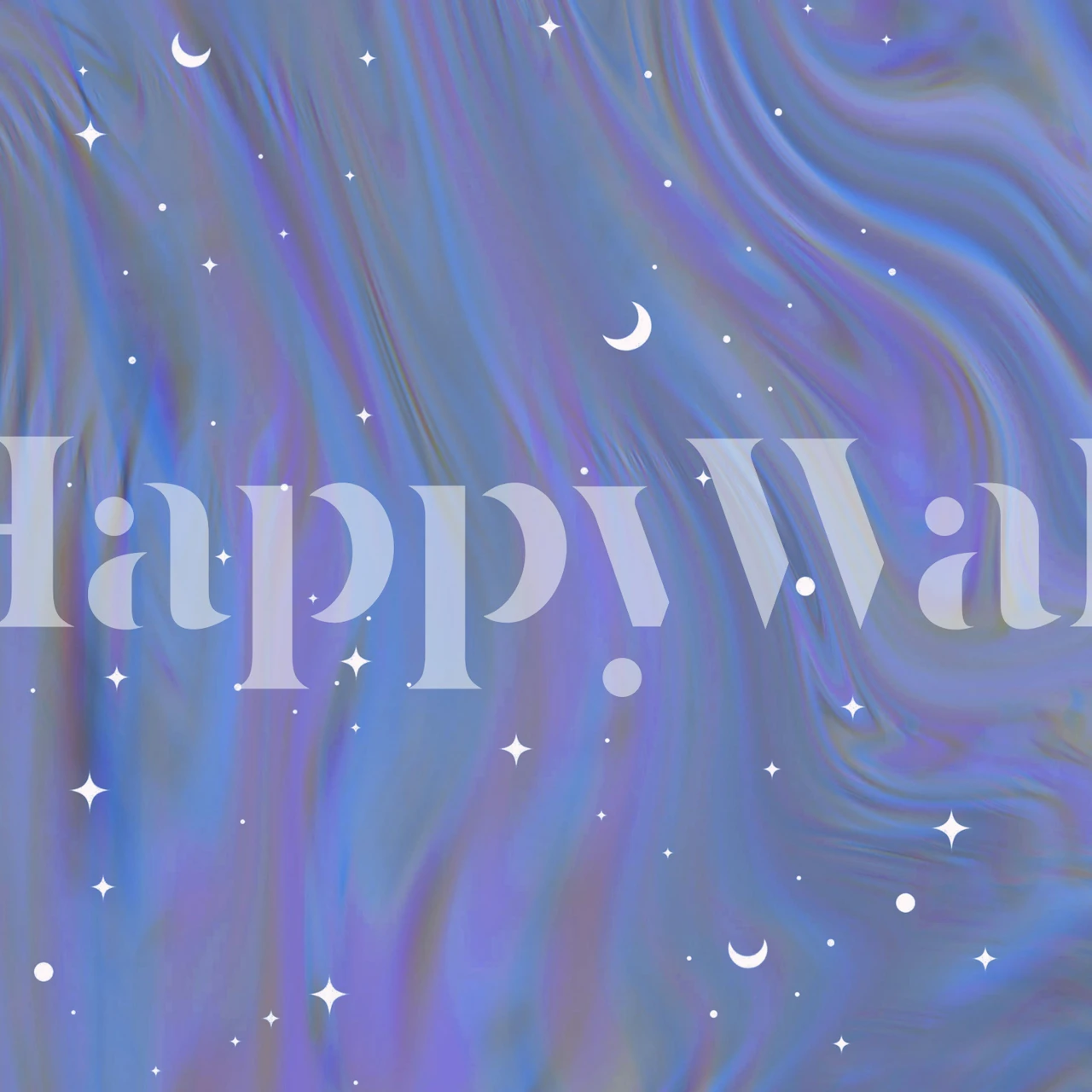 Swirling blue and purple night sky with stars and moons wallpaper