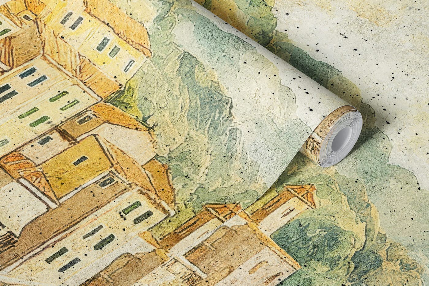 Sicily Lemon Fresco Painting wallpaper roll