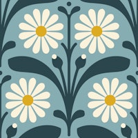 Elegant Daisy Design in Blue - L behang