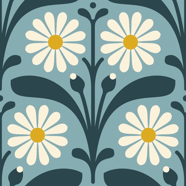 Elegant Daisy Design in Blue - L