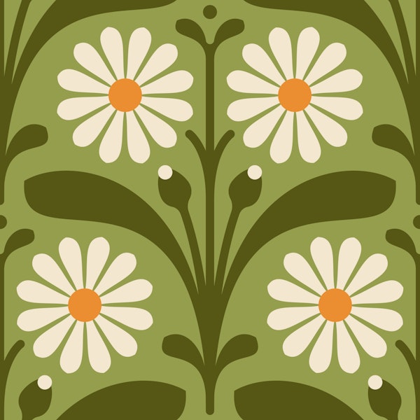 Elegant Daisy Design in Green - S