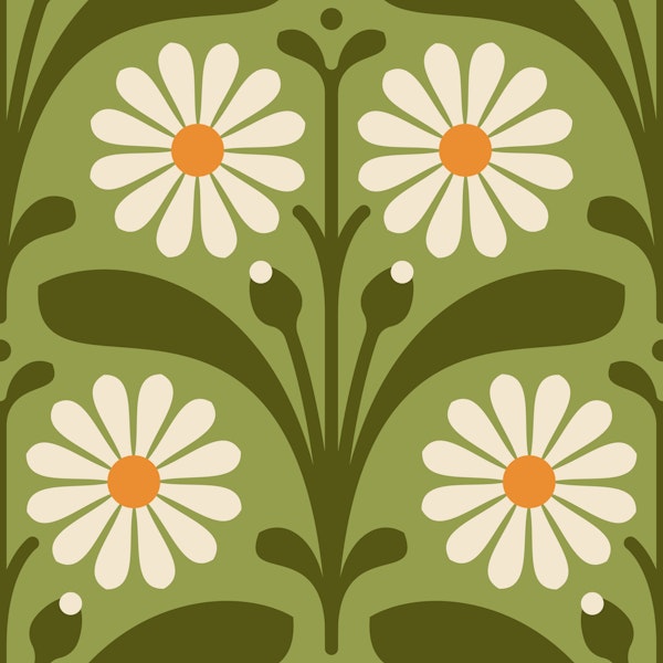 Elegant Daisy Design in Green - L