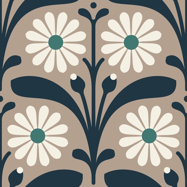 Elegant Daisy Design in Beige - S