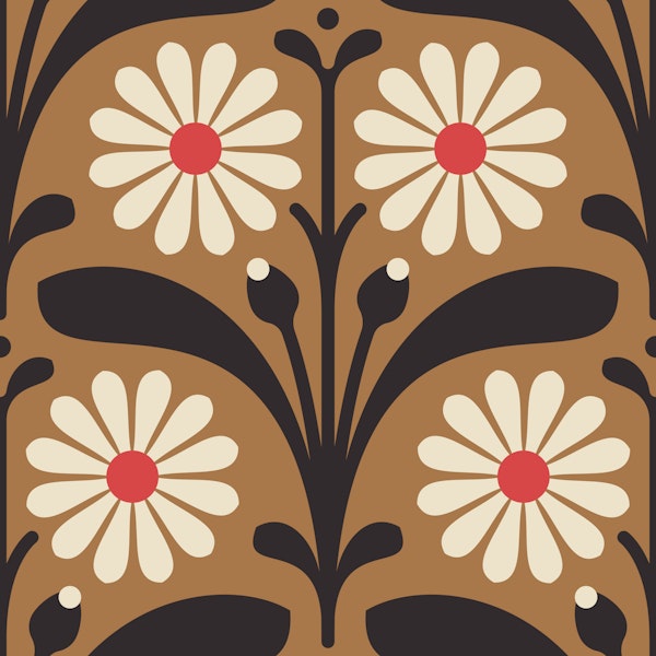 Elegant Daisy Design in Brown - S