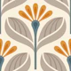 Stylized Flower Motif in Beige Orange - S