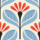 Stylized Flower Motif in Blue Red - S