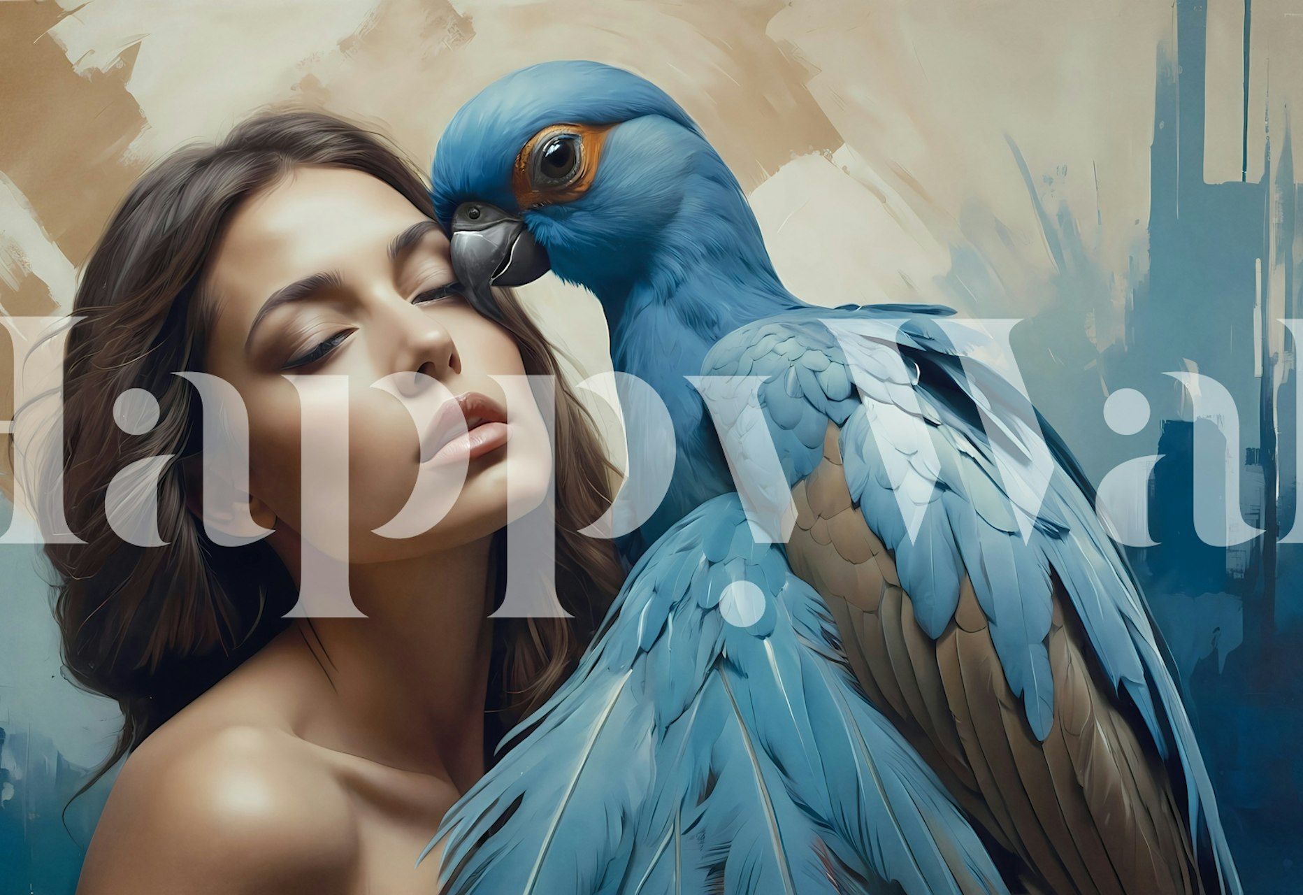 Σχέδιο ταπετσαρίας Serene Blue Harmony σε ένα δωμάτιο