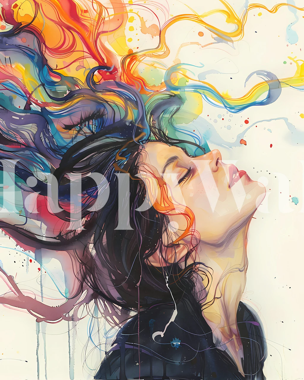 Ethereal Color Waves 3 wallpaper in a room