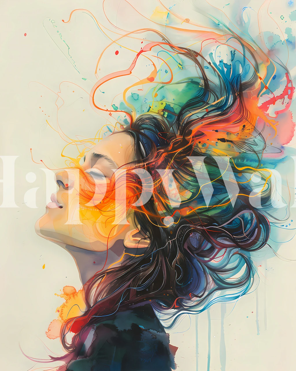 Colorful abstract wallpaper with flowing brushstrokes and waves