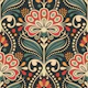 Ornamental vintage florals dark green red