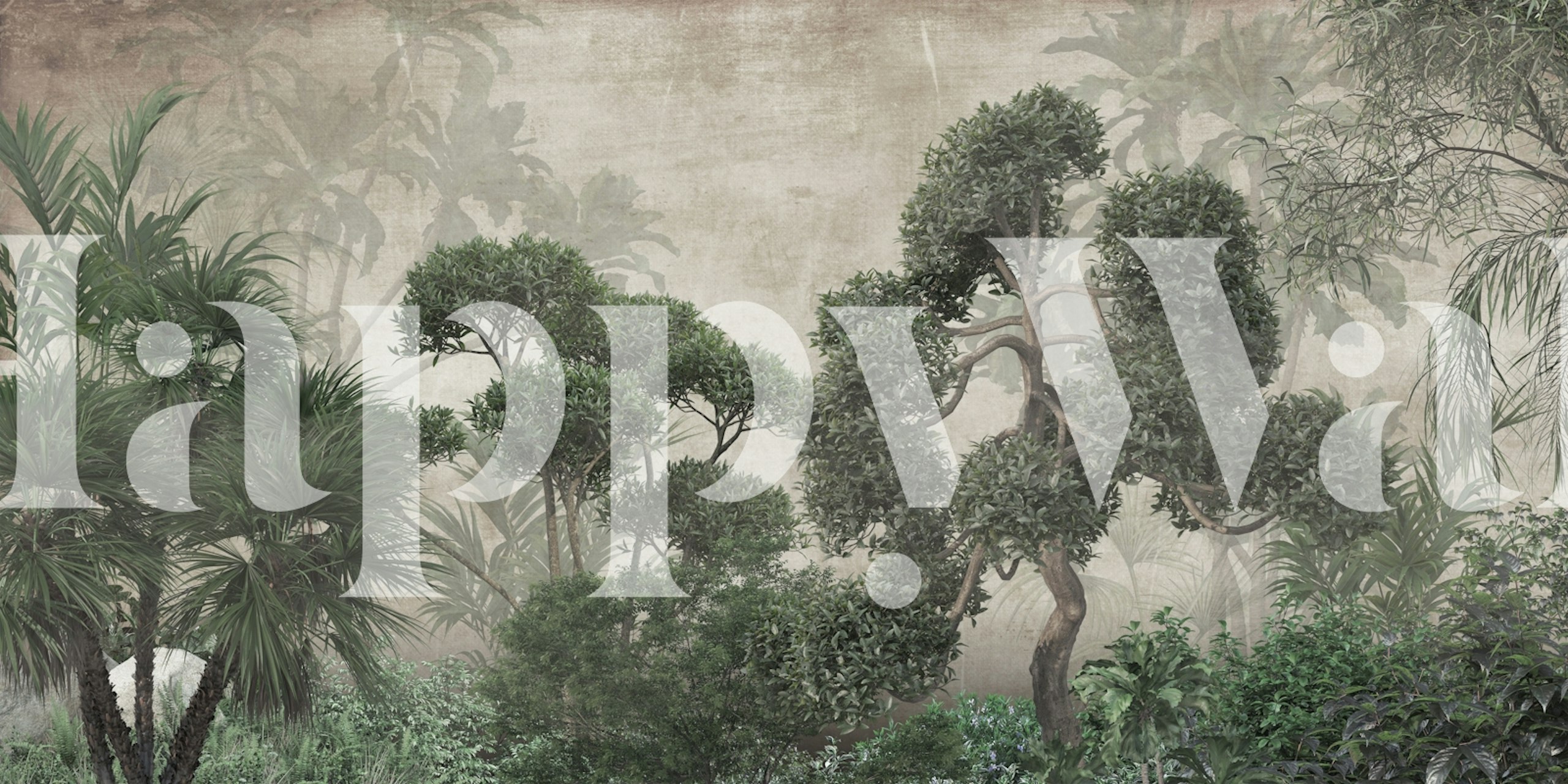 Tropical Trees in Misty Forest ταπετσαρία σε ένα δωμάτιο