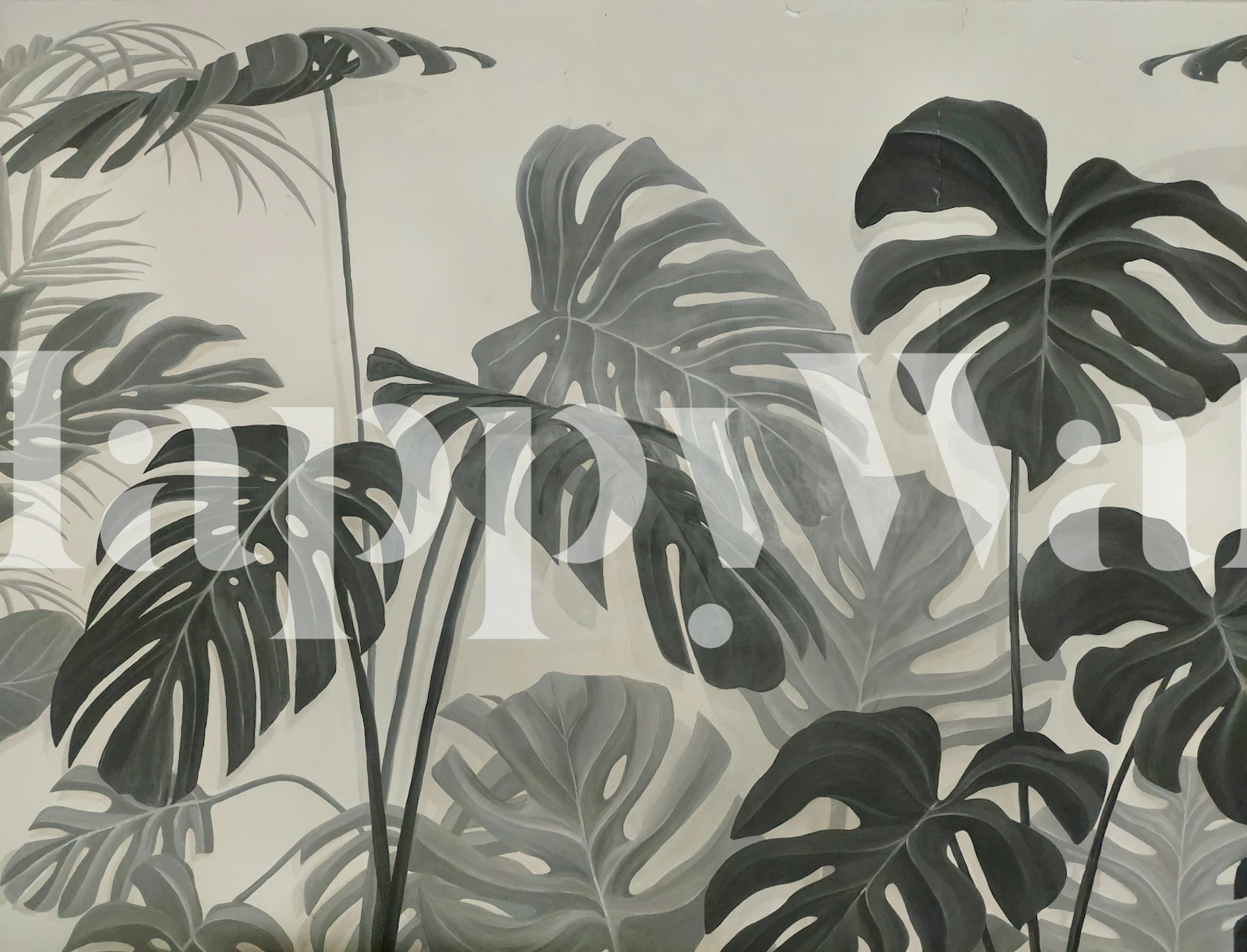 Tropical Monstera Leaf wallpaper in a room