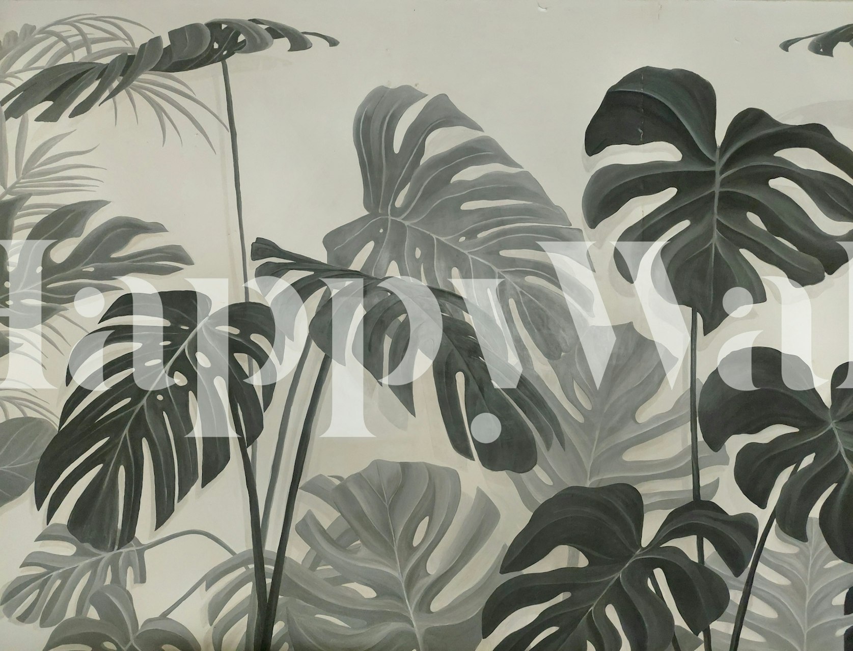 Tropical Monstera Leaf wallpaper em um quarto