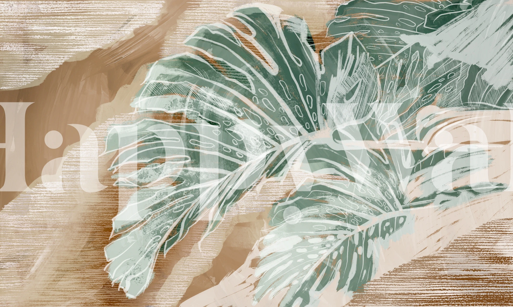 Abstract tropics 2 wallpaper in a room