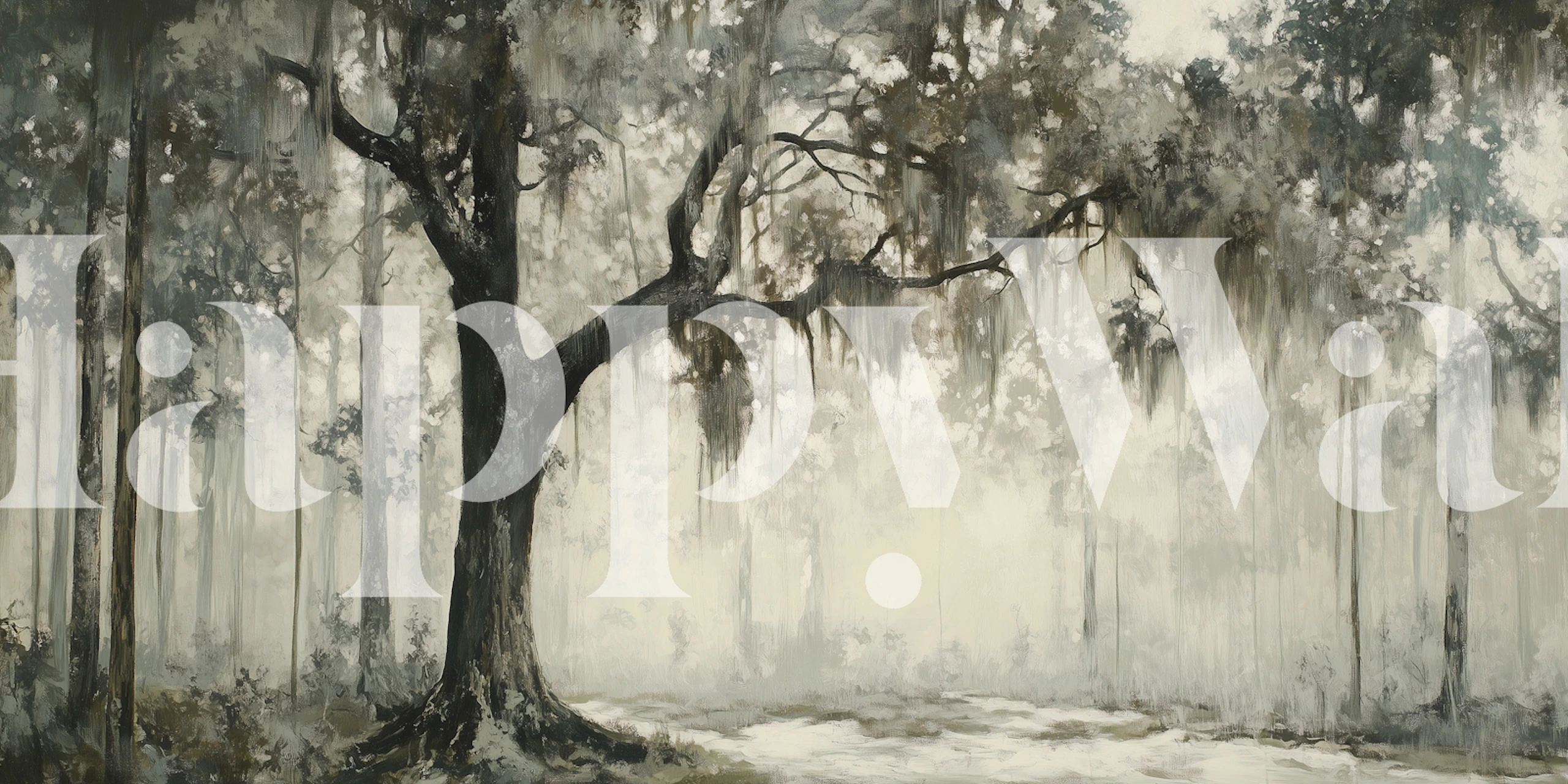 Mystical Foggy Woods wallpaper in a room