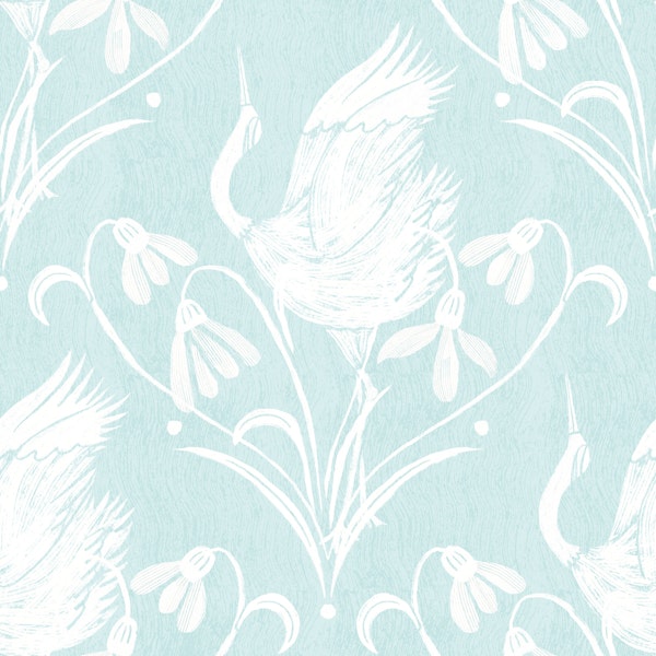 Graceful Cranes on Teal